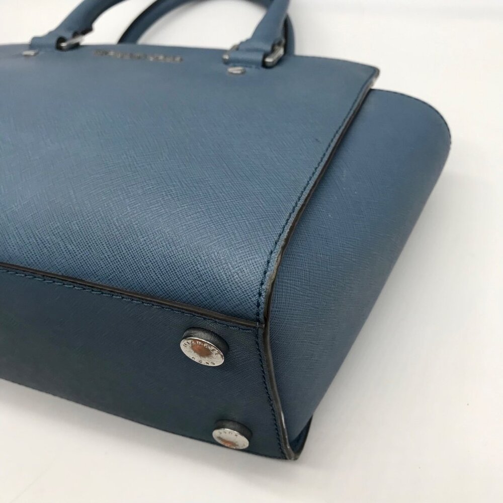 Michael Kors Blue Saffiano Leather Selma Satchel - Picture 6 of 10